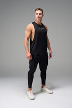 Black Further Air-Flex Drop Arm Tank showing drop arm silhouette and breathable performance fabric by TLF Apparel – side view