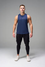 Blue Further Air-Flex Drop Arm Tank breathable performance tank designed for training and Gym-To-Street® wear by TLF Apparel – front view