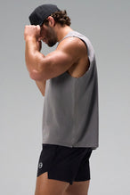 Quiet shade Stone Wash Property Of Dura Cotton Muscle Tank showing raw-cut armholes, wide shoulder fit and stone wash finish by TLF Apparel – side view