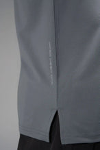 Gray Men’s Micro Mesh Tank with a physique-enhancing fit, designed for gym training, HIIT workouts and running by TLF Apparel – detail side view 