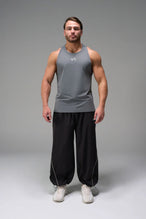 Gray Men’s Micro Mesh Tank with a physique-enhancing fit, designed for gym training, HIIT workouts and running by TLF Apparel – front view 