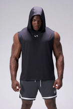 Black Train Infi Dry Sleeveless Hoodie with lightweight moisture-wicking fabric, athletic silhouette, and structured hood by TLF Apparel – front view