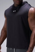 Black Train Infi Dry Sleeveless Hoodie with drop armhole construction, side vents, and unrestricted mobility for training by TLF Apparel – side view
