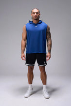 Blue Train Infi Dry Sleeveless Hoodie with lightweight moisture-wicking fabric, athletic silhouette, and structured hood by TLF Apparel – front view