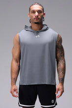 Gray Train Infi Dry Sleeveless Hoodie with lightweight, moisture-wicking fabric, athletic fit, and structured hood for training by TLF Apparel – front view