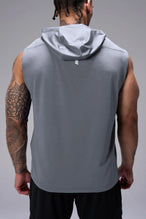 Gray Train Infi Dry Sleeveless Hoodie with breathable performance fabric, reflective side details, and athletic fit by TLF Apparel – back view