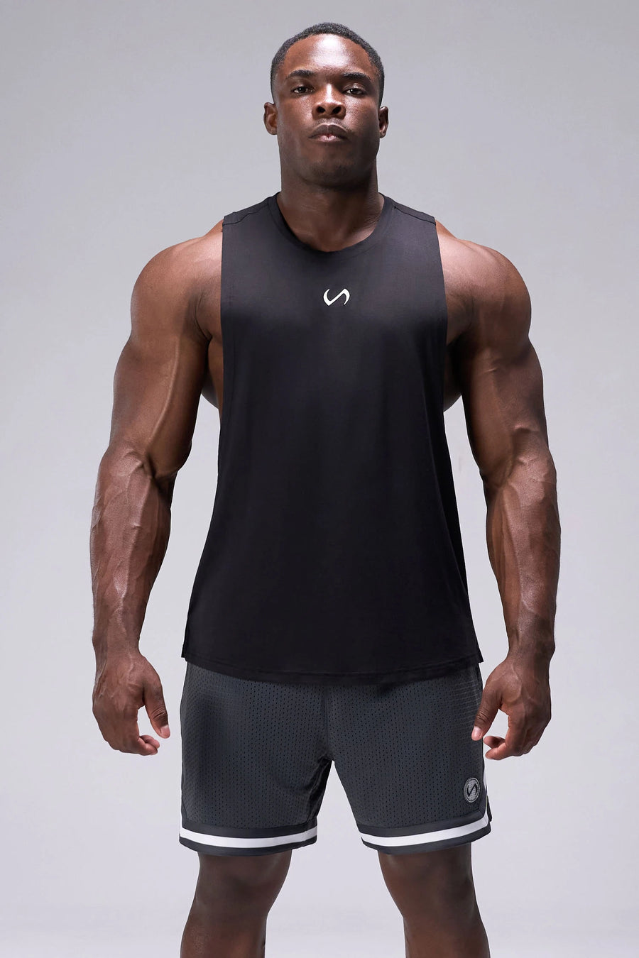 Grey TLF Evolve Mesh 6 Inch Shorts with athletic relaxed fit, zip pockets, and lightweight mesh fabric for training and everyday wear by TLF Apparel – front view