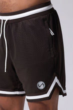 Brown TLF Evolve Mesh 6 Inch Shorts showing athletic side silhouette, zip pocket storage, and lightweight mesh fabric by TLF Apparel – side view