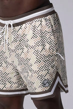 CREAM PRINT TLF Evolve Mesh 6 Inch Shorts showing athletic side silhouette, zip pocket storage, and lightweight mesh fabric by TLF Apparel – side view
