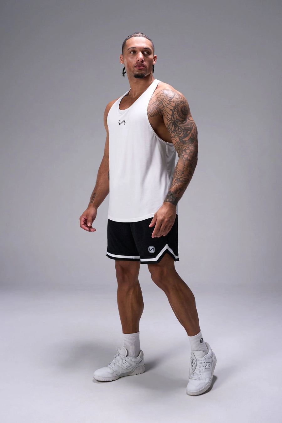 Black GTS Evolve Mesh 8 Inch Shorts with athletic relaxed fit, zip pockets, and lightweight mesh fabric for training and everyday wear by TLF Apparel – front view