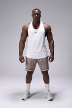 Splatter Print GTS Evolve Mesh 8 Inch Shorts with athletic relaxed fit, zip pockets, and lightweight mesh fabric for training and everyday wear by TLF Apparel – front view