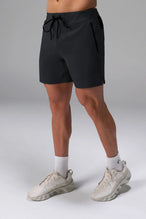 Black men’s Apex 365 7 Inch Shorts feature a 7 inch inseam, designed for training, and all-day gym to street wear by TLF Apparel – front view 