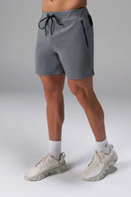 Gray men’s Apex 365 7 Inch Shorts feature a 7 inch inseam, designed for training, and all-day gym to street wear by TLF Apparel – front view 