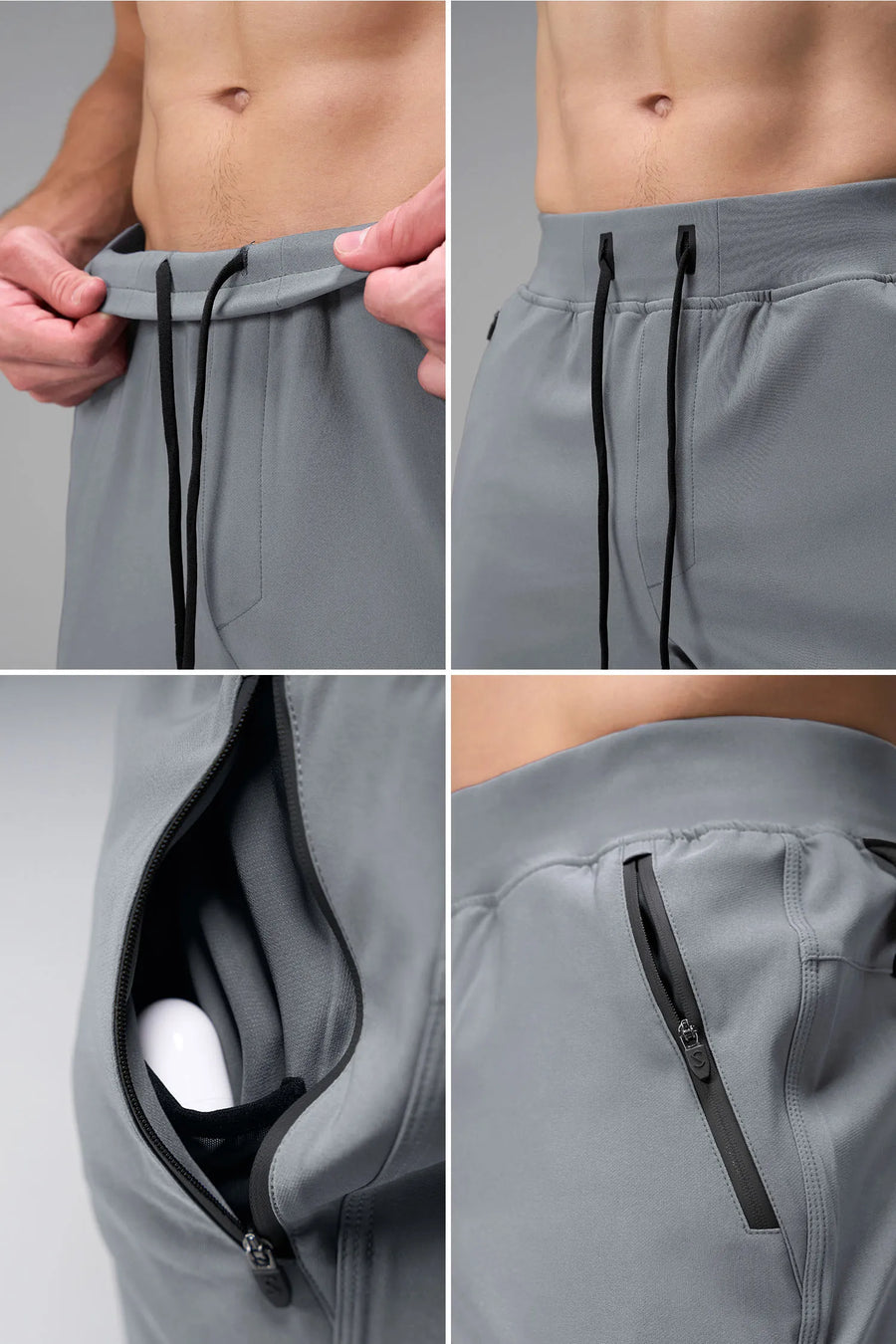 Gray men’s Apex 365 7 Inch Shorts feature a 7 inch inseam, designed for training, and all-day gym to street wear by TLF Apparel – back view 