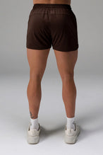 Brown Men’s Micro Mesh 5 Inch Shorts with 7-inch inseam, designed for gym training, HIIT workouts and running by TLF Apparel – back view 