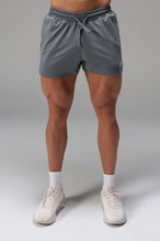 Gray Men’s Micro Mesh 5 Inch Shorts with 7-inch inseam, designed for gym training, HIIT workouts and running by TLF Apparel – front view 