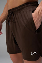Brown Men’s Micro Mesh 7 Inch Shorts with 7-inch inseam, designed for gym training, HIIT workouts and running by TLF Apparel – detail view 