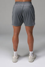 Gray Men’s Micro Mesh 7 Inch Shorts with 7-inch inseam, designed for gym training, HIIT workouts and running by TLF Apparel – back view 