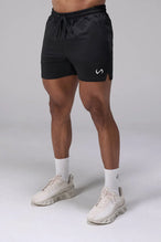 Black Adapt Performance 5 inch Shorts with durable 4-way stretch performance fabric and secure zipper pockets for training and gym workouts by TLF Apparel – front view