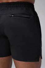 Black Adapt Performance 5 inch Shorts showing durable knit performance fabric and back zipper pocket detail by TLF Apparel – detail view