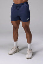 Blue Adapt Performance 5 inch Shorts with durable 4-way stretch performance fabric and secure zipper pockets for training and gym workouts by TLF Apparel – front view