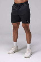 Black Adapt Performance 7 Inch Shorts with durable 4-way stretch performance fabric and secure zipper pockets for training and gym workouts by TLF Apparel – front view 