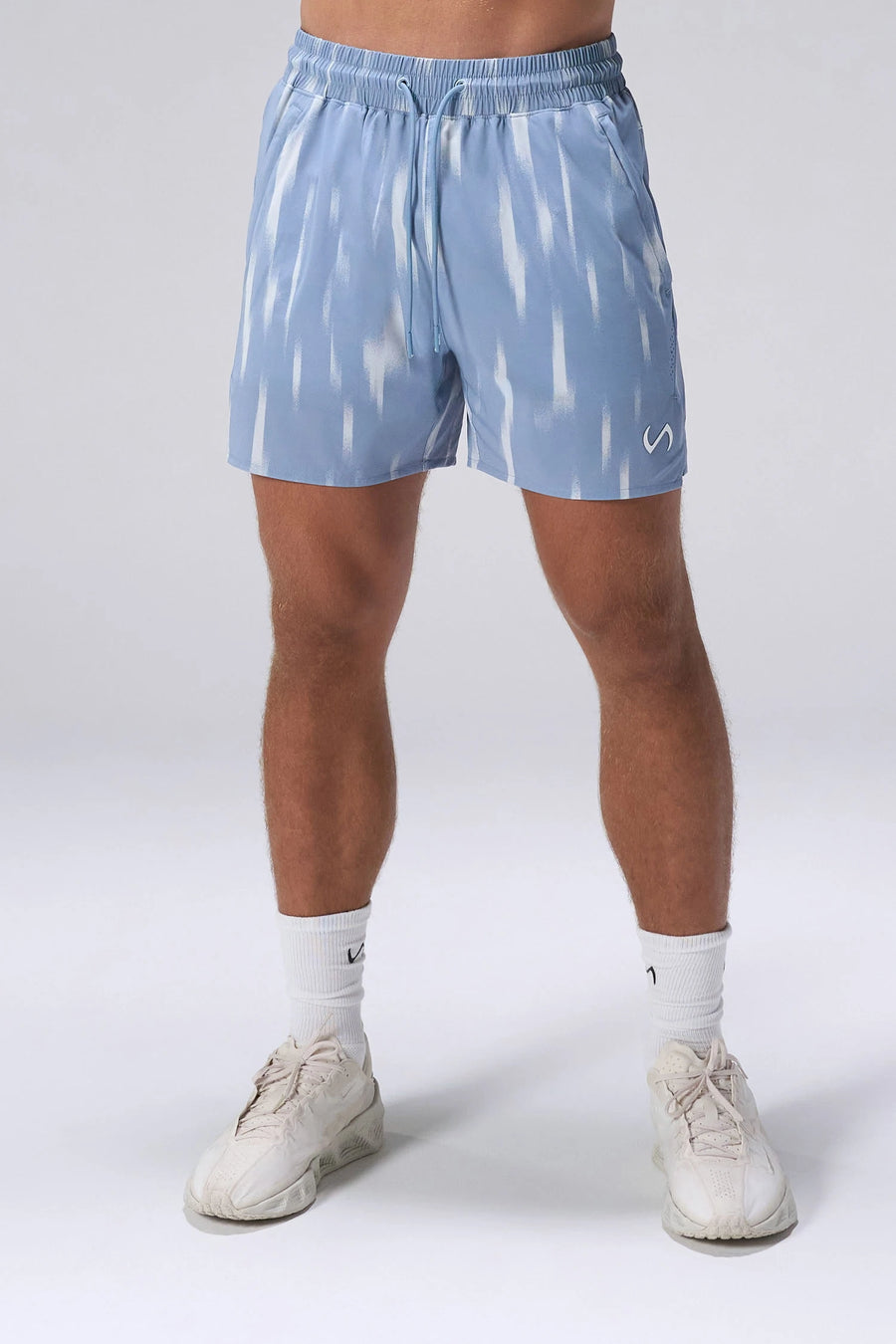 Print Hybrid Element 5 Inch Shorts with zipper pockets and lightweight fabric for training by TLF Apparel – front view