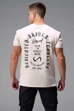 Back View of White TLF 3 Strengths Swole Tee, featuring a custom graphic print design in our swole fit for all day wear