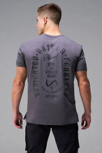 Back View of Blackened Pearl  TLF 3 Strengths Swole Tee, featuring a custom graphic print design in our swole fit for all day wear