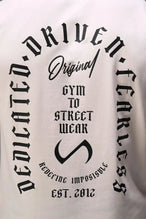 Back View of White TLF 3 Strengths Swole Tee, featuring a custom graphic print design in our swole fit for all day wear
