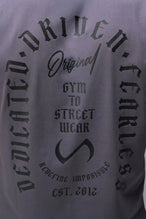 Back View of Blackened Pearl  TLF 3 Strengths Swole Tee, featuring a custom graphic print design in our swole fit for all day wear