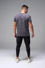Back View of Blackened Pearl  TLF 3 Strengths Swole Tee, featuring a custom graphic print design in our swole fit for all day wear
