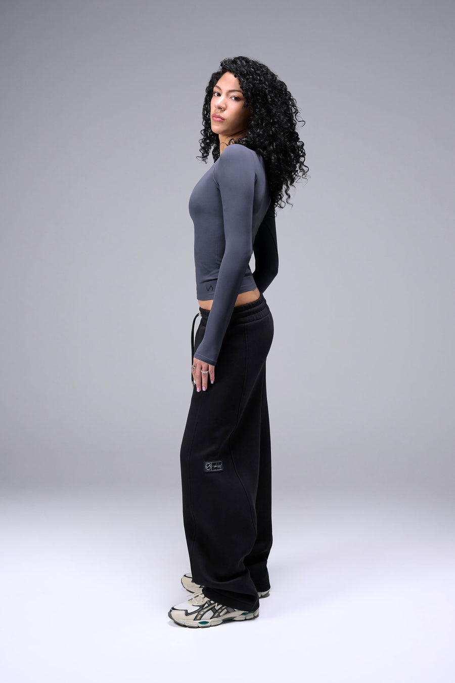 Women’s armada essential seamless long sleeve top with contouring fit for gym and lifestyle by TLF Apparel – side view