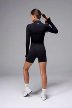 Black Cosmic Seamless 1/4 Zip showing seamless contour knit fabric and quarter zip neckline detail by TLF Apparel – back view 