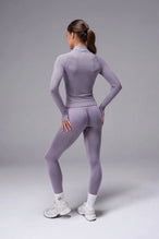 Gray Cosmic Seamless 1/4 Zip showing seamless contour knit fabric and quarter zip neckline detail by TLF Apparel – back view 