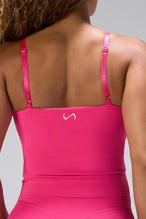 Pink NeoCloud™ Built In Bra Tank showing NeoCloud™ fabric, adjustable straps, and shelf bra by TLF Apparel – detail view