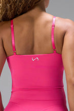Pink NeoCloud™ Built In Bra Tank showing NeoCloud™ fabric, adjustable straps, and shelf bra by TLF Apparel – detail view