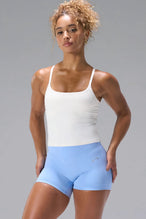 Cream NeoCloud™ Built In Bra Tank with built in shelf bra and adjustable straps for gym training by TLF Apparel – front view