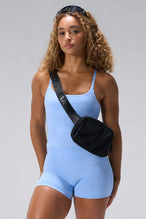 Blue NeoCloud™ Built In Bra Tank with built in shelf bra and adjustable straps for gym training by TLF Apparel – front view