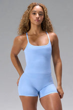 Blue NeoCloud™ Built In Bra Tank with shelf bra and adjustable straps for everyday wear by TLF Apparel – front view