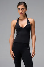 Black NeoCloud™ Double Layer Tank Top with medium support for the studio classes, pilates and gym training by TLF Apparel – front view  