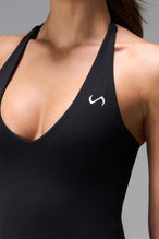 Black NeoCloud™ Double Layer Tank Top with medium support for the studio classes, pilates and gym training by TLF Apparel – front view  