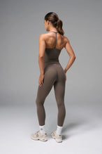 Brown NeoCloud™ Double Layer Tank Top with medium support for the studio classes, pilates and gym training by TLF Apparel – back view  