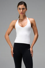 White NeoCloud™ Double Layer Tank Top with medium support for the studio classes, pilates and gym training by TLF Apparel – front view  