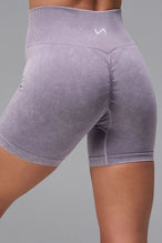 Gray Cosmic Seamless Scrunch Butt Shorts with booty shaping ruching and glute contour seam for workouts and gym training by TLF Apparel – back view 