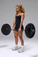 Black NeoCloud™ 4 Inch Secret Glute Seam Shorts showing scrunch lift, sculpted fit, soft fabric by TLF Apparel – front view