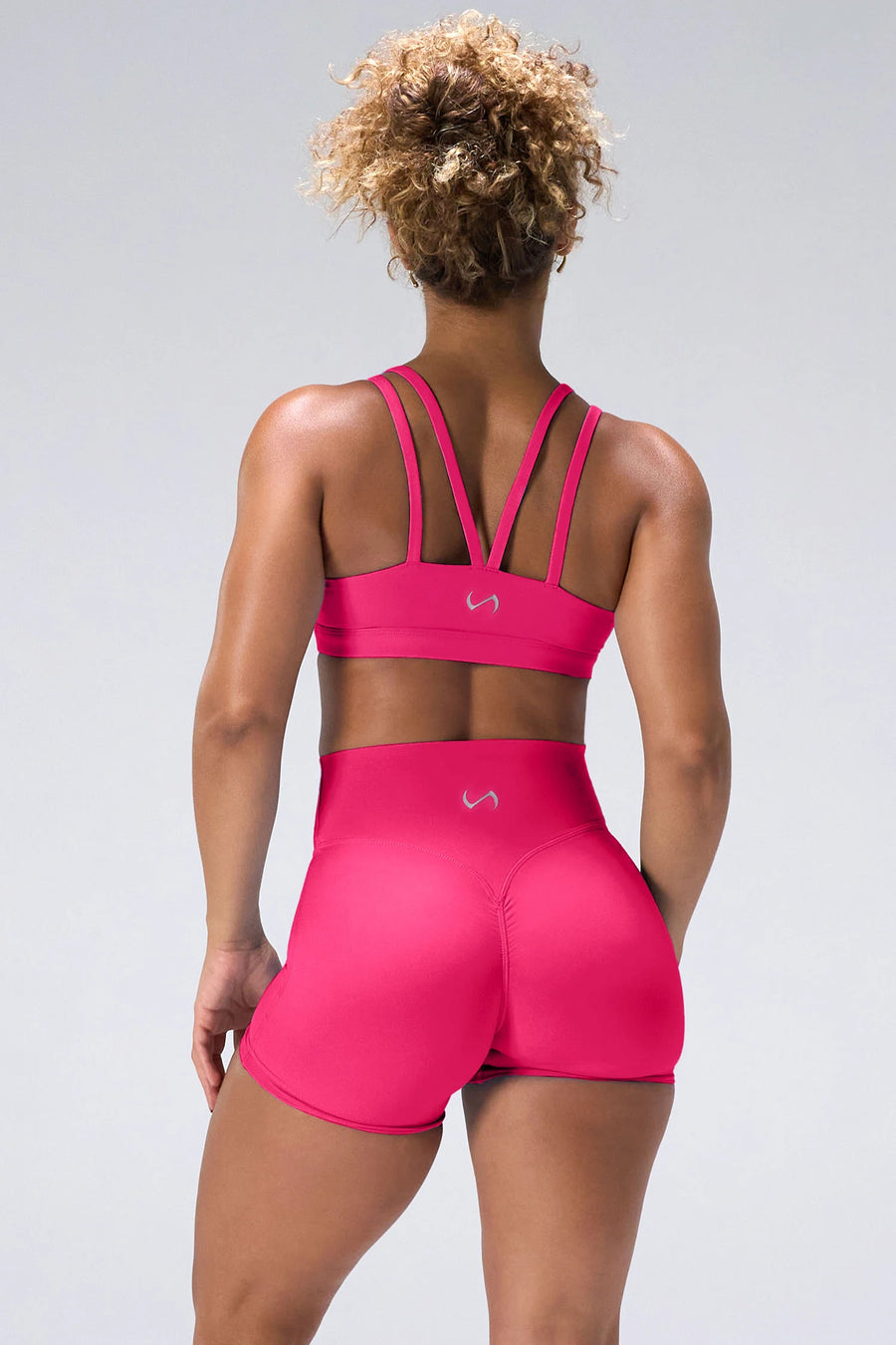 Pink NeoCloud™ 4 Inch Secret Glute Seam Shorts showing NeoCloud™ fabric and 4 inch inseam by TLF Apparel – detail view