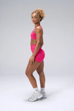 Pink NeoCloud™ 4 Inch Secret Glute Seam Shorts showing scrunch lift, sculpted fit, soft fabric by TLF Apparel – side view