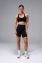 Black Tempo 6 Inch Gym Shorts With Pockets, high waisted workout shorts for Gym-To-Street® wear by TLF Apparel – front view
