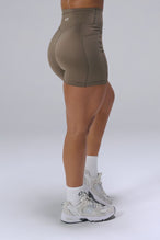 Brown Tempo 6 Inch Gym Shorts With Pockets, high waisted workout shorts for Gym-To-Street® wear by TLF Apparel – back view